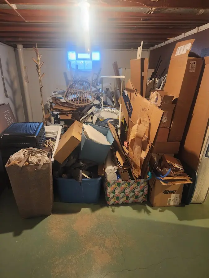 Roll-off dumpster container at job site for 2 Yard Dumpster Rental in Rockaway